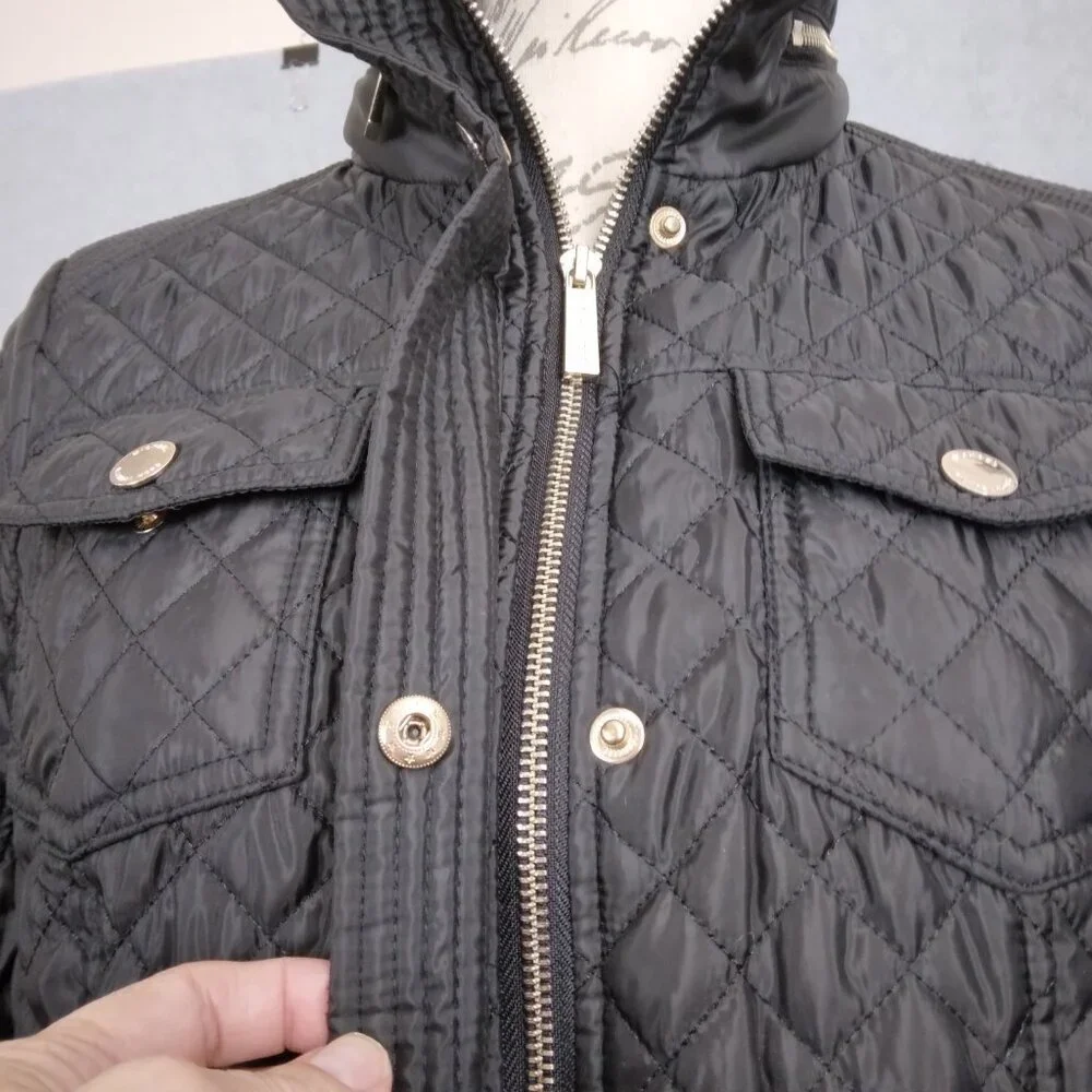 Michael Kors | Black Quilted Coat Snap/Zip | Size S - Picture 2 of 13